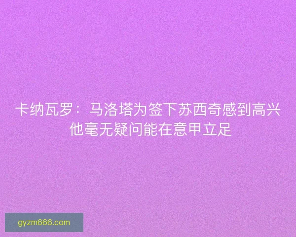 卡纳瓦罗：马洛塔为签下苏西奇感到高兴 他毫无疑问能在意甲立足